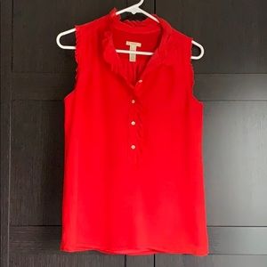 JCREW XS SLEEVELESS RED BLOUSE